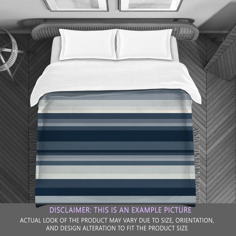Striped Comforter, Twin Extra Long Comforter, Gray/Blue