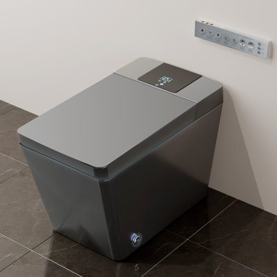 T20MG Uinkoo Smart Toilet - Matte Gray - Fully featured square angle white smart toilet W/ big size LED screen, Auto Open/Close, Warm Air Dryer, Auto Flush System, Heated Seat, Night Light