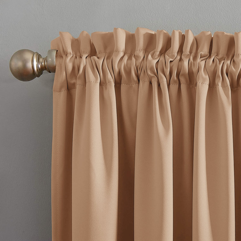 Blackout Pencil Pleat Room Darkening 230 Gsm Curtains, Beige, 168cm Width x 137cm Drop