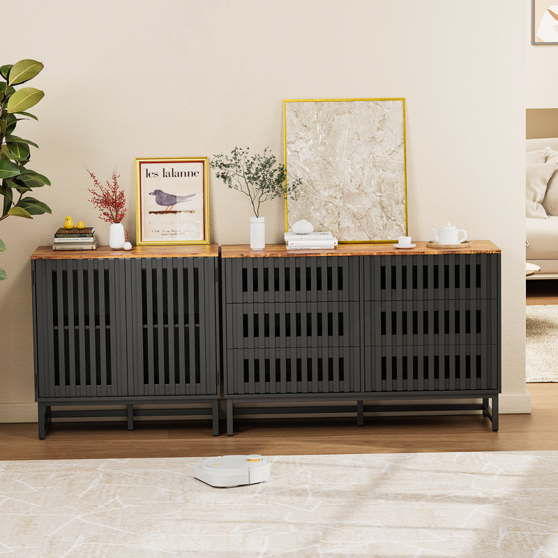 Horizontal Manufactured Wood Dresser with 6 Drawers