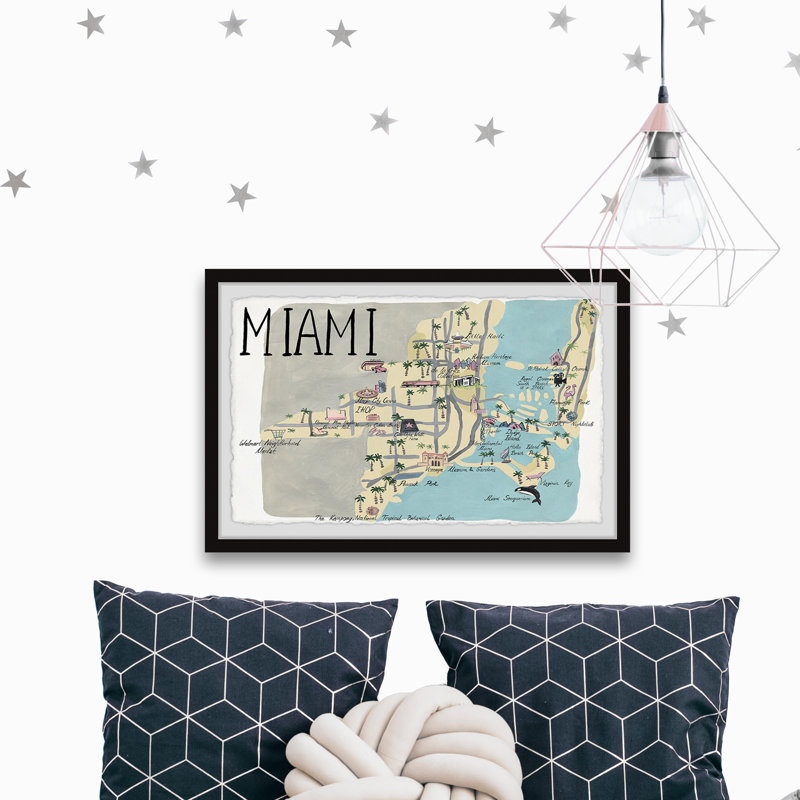 Miami Spots - Reproduction d'annonces encadrées sur papier, H 20 po x l 30 po x 1,5 po