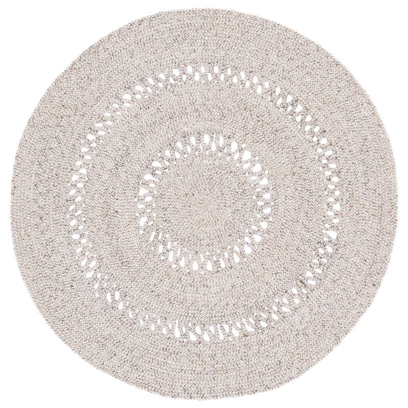 Tapis d'intérieur tressé à la main sans motif, Rond 3 pi 0 po x 3 pi 0 po