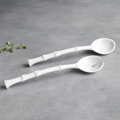 Grandes assiettes à salade en bambou Vida (blanc)