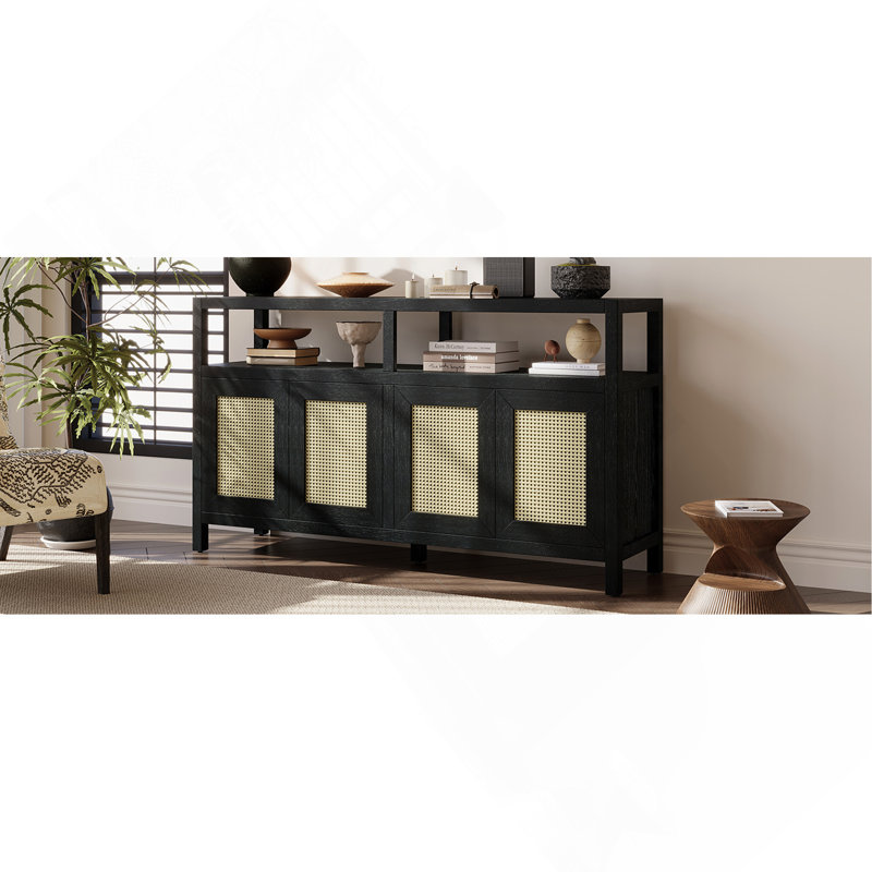 Buffet en bois massif de 60 po Aether, Noir