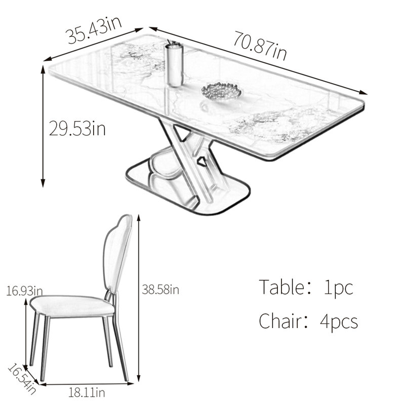 Lintz, H 29,53 po x L 70,87 po x l 35,43 po, Blanc