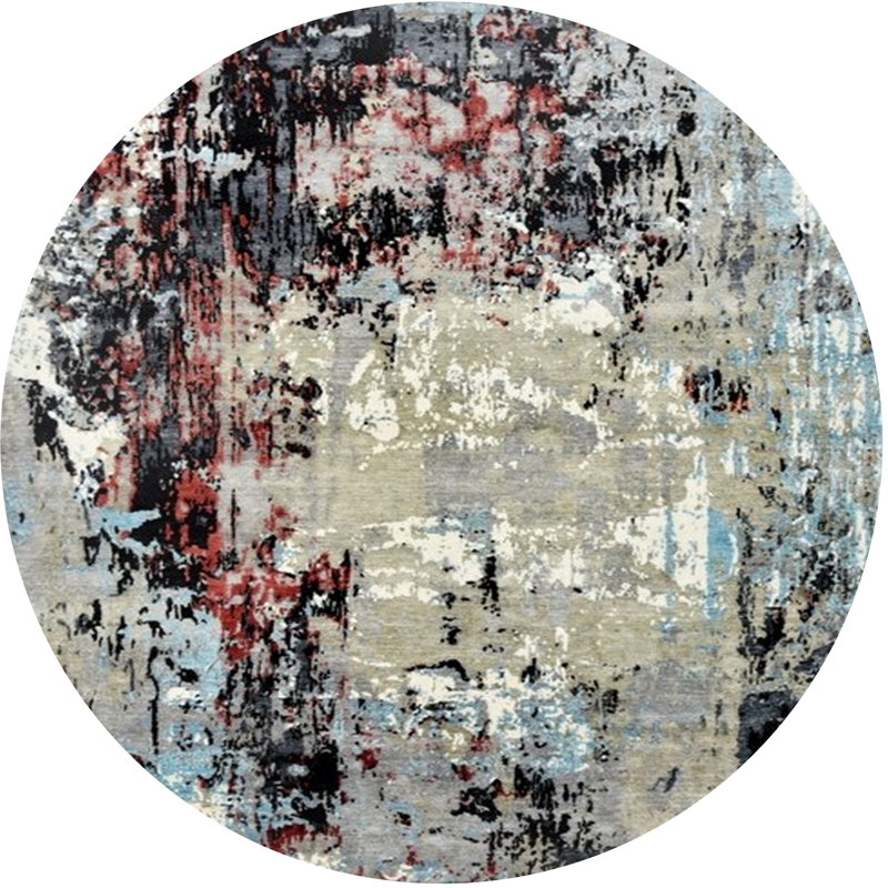 Tapis noir / rouge / beige Borehamwood, Rond 7 pi