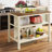 Solid Wood Rustic 45 Inch Stationary Kitchen Island With Butcher Block Top And Open Shelves For Versatile Use