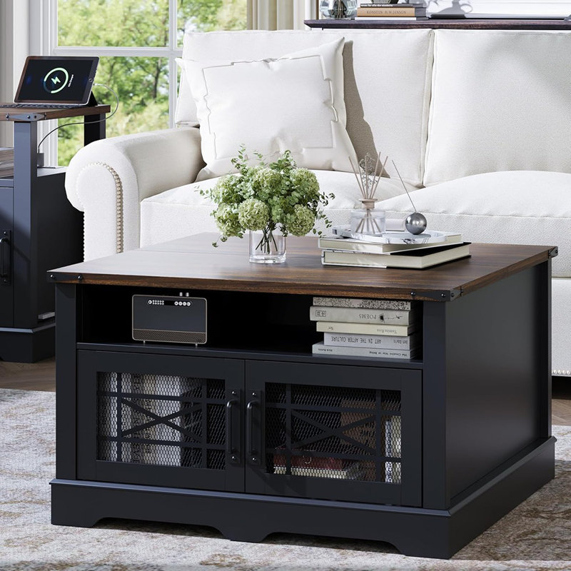 Table basse en bois avec rangement Farmhouse