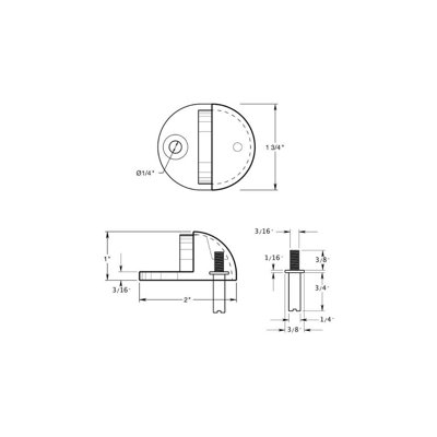Deltana DSLP316U26 Butée de dôme à profil bas, laiton massif en chrome poli