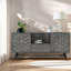 Buffet multifonctionnel en bois d'acacia gris avec design moderne en nid d'abeille