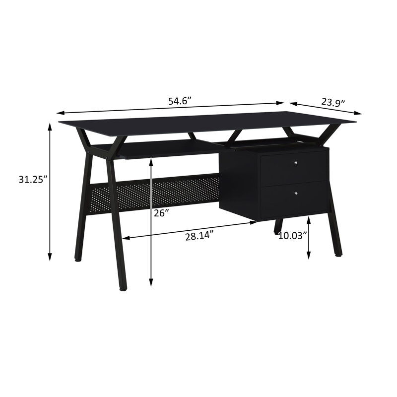 55-inch 2-drawer Computer Desk Keyboard Tray Black