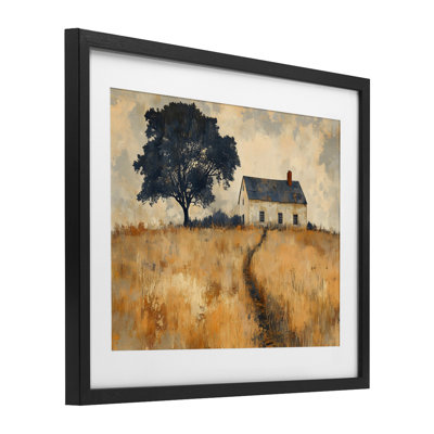 Impressionist House on Hilltop Framed Print Under Glass, design by LSR Creative Studio