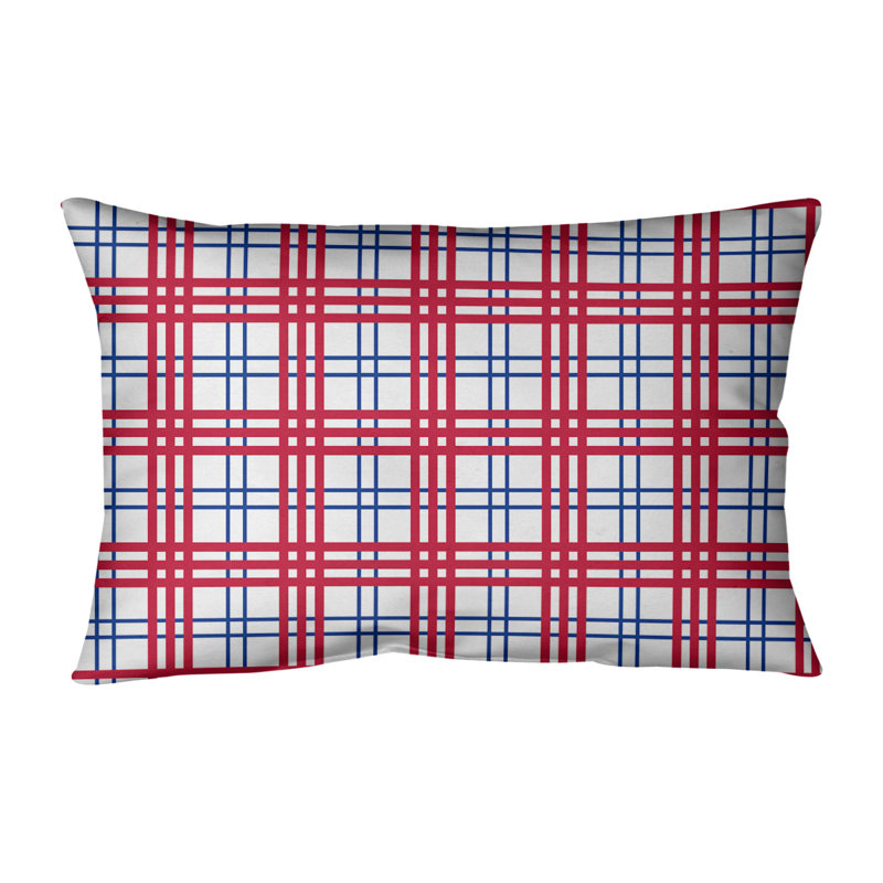 Housse de coussin et insert de coussin rectangulaires Buffalo Luxury, Blanc / Bleu / Rouge, Cuir / Suède