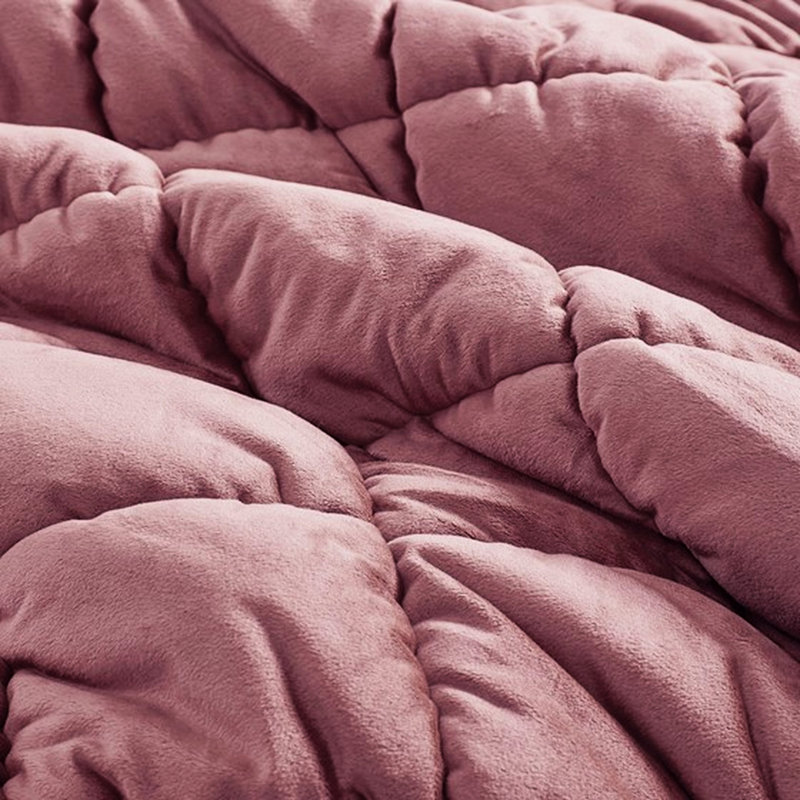 Édredon 3 pièces double / grand - face en velours, envers en microfibre, bourre en duvet synthétique, surpiqûres 3D, boîte, lavable à la machine, rose pour l'hiver, 3 pièces avec envers, rembourrage, couture, confort pour la saison froide