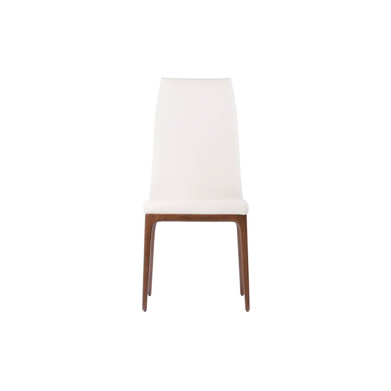 Chaise d'appoint en cuir massif Kayeson, Blanc, Noyer