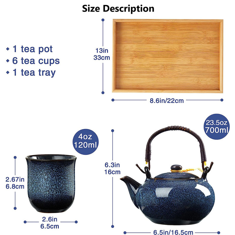 Red Barrel Studio® Valtteri 23,5 oz. Service à thé, Bleu clair