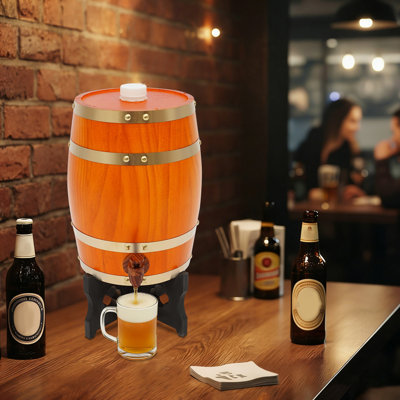 Vintage Style 5L Wine Dispenser Barrel with Stand, 110.23 lbs Capacity Wooden Cask for Kitchen & Dining Room Decor