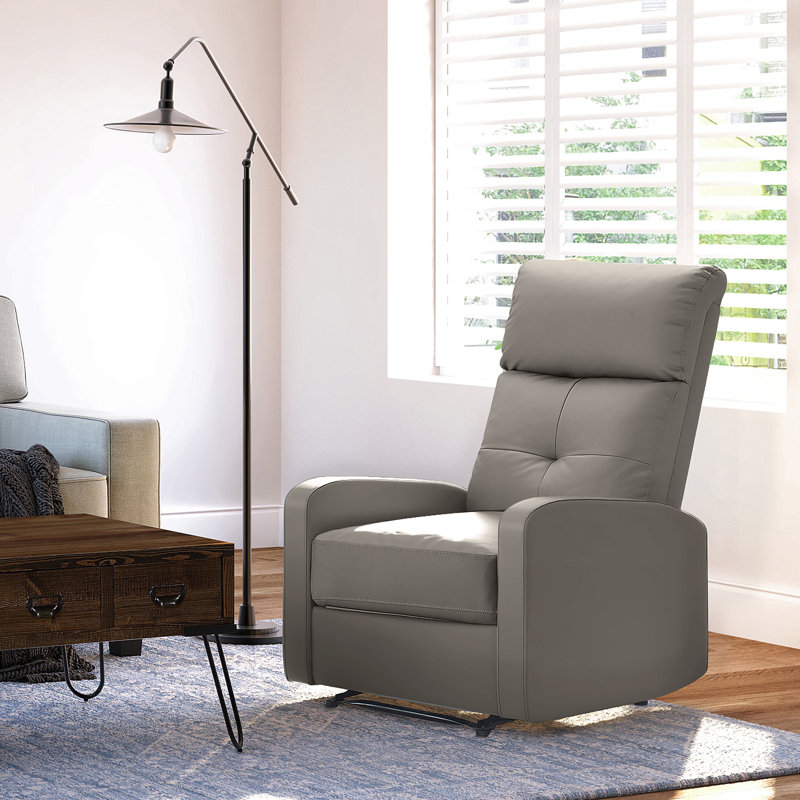 ClickDecor Henderson Leather Recliner Chair, Gray Faux Leather