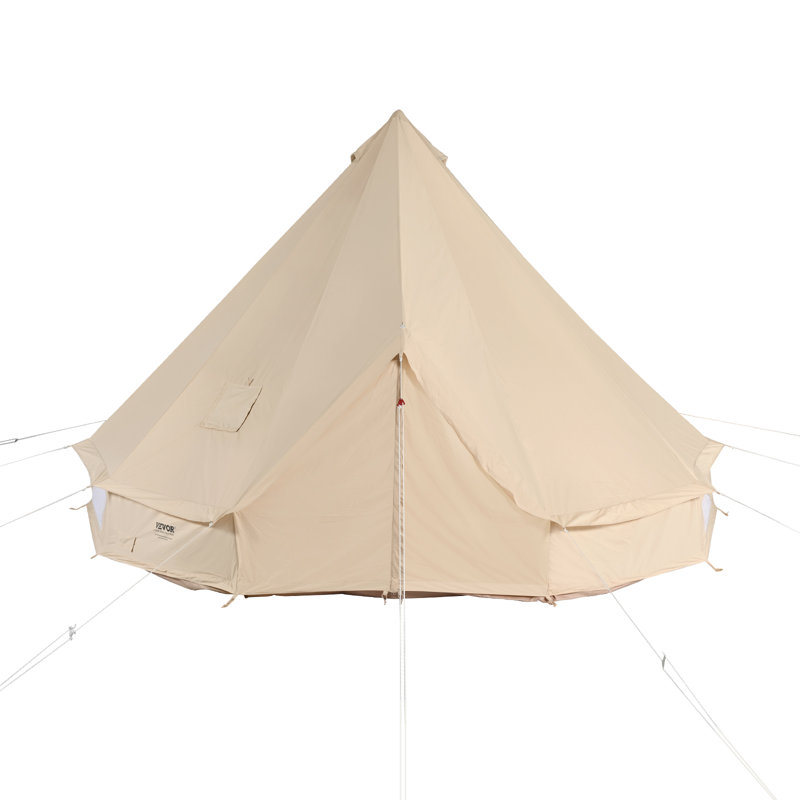 Beige 8-Person Four Season Mongolian Yurt Tent with Vestibule