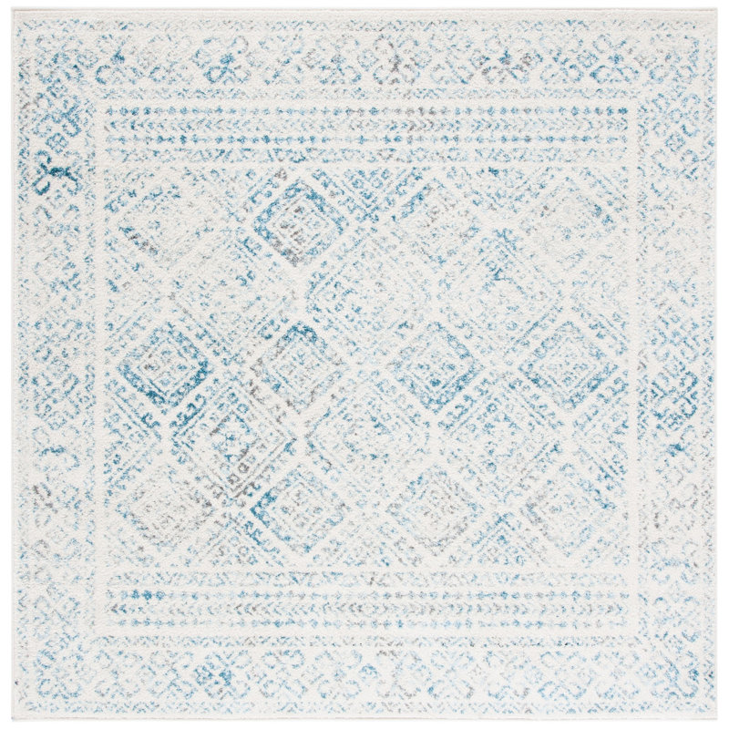 Tapis ivoire / turquoise Dickson, Carré 6 pi 7 po
