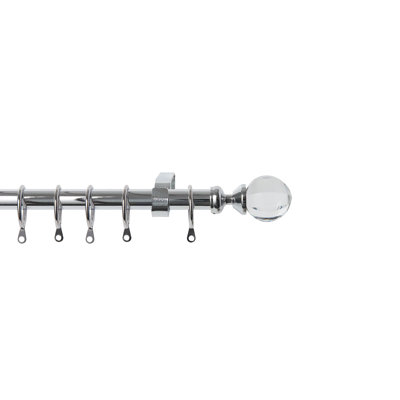 Achsah Chrome Adjustable 317.5cm to 546.1cm 4.83cm Single Curtain Pole