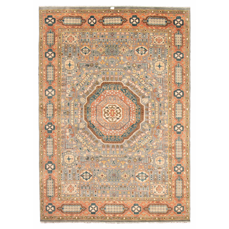 Tapis gris en laine noué à la main 9 pi 10 po x 14 pi 0 po Jules Serapi