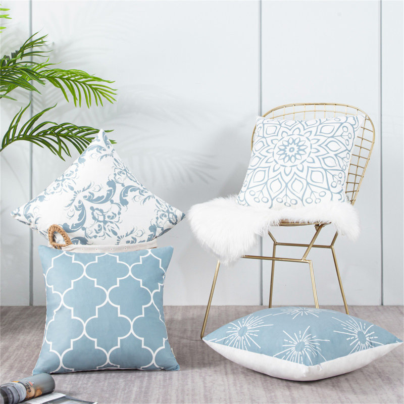 Teade Square Pillow Cover, Gray Blue