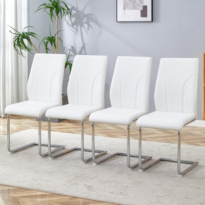 Ensemble de chaises de salle à manger blanches en cuir Pu