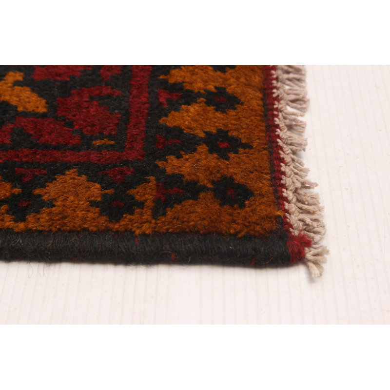 Tapis unique en laine noué à la main orange brûlé 4 pi 10 po x 6 pi 2 po Kargahi