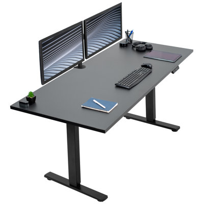VIVO Electric 71” x 30” Square Corner Desk, Black Table Top, Black Frame (DESK-KIT-1B71S-B)