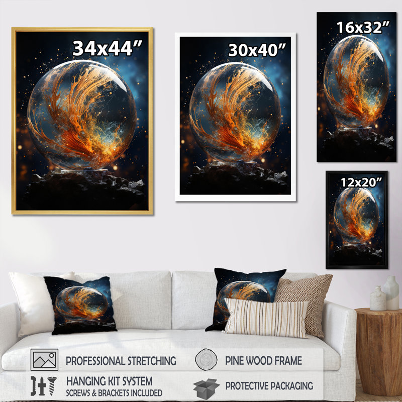 Galaxies Planets II, reproduction d'art sur toile, Cadre noir, H 20 po x l 12 po x P 1 po
