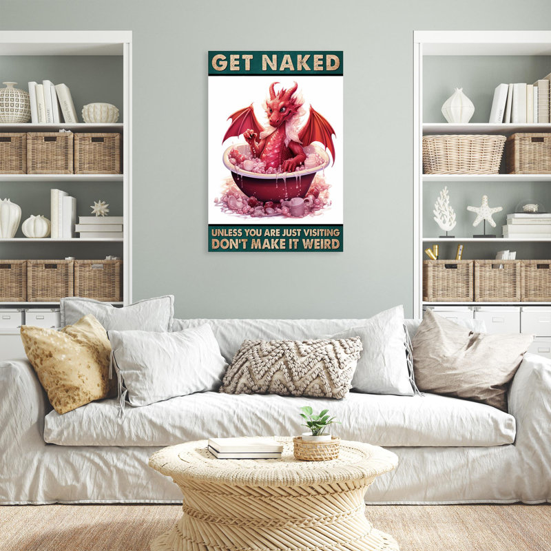 Dragon «Get Nake» - 1 pièce, impression rectangulaire, H 36 po x l 24 po x P 1,25 po