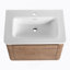 Meuble-lavabo mural 28 po avec lavabo en céramique blanche et porte à fermeture en douceur, emballage KD, contreplaqué