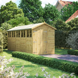 Powersheds 20 x 6ft Premium Pressure Treated Timber Apex Garden Shed, Double Doors