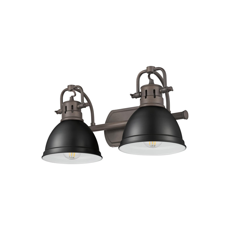 Meuble-lavabo 2 lumières Calica, Bronze huilé, Noir mat