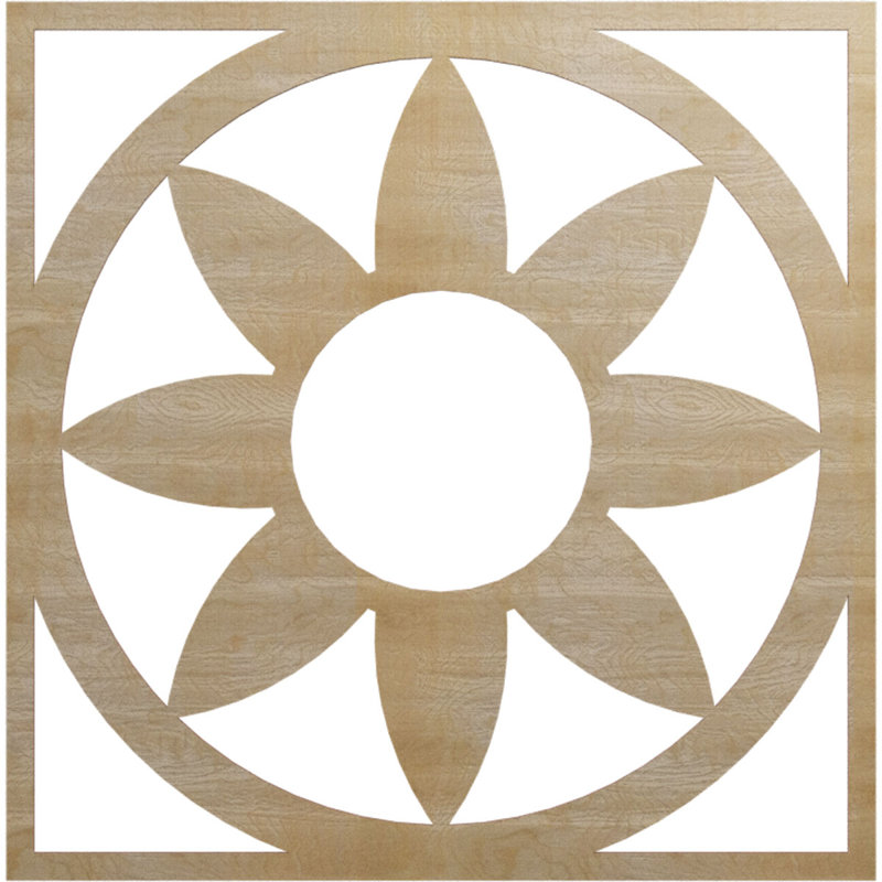 Médaillon de plafond en bois Blume, Noyer blanc, H 38 po x l 38 po x P 0,25 po