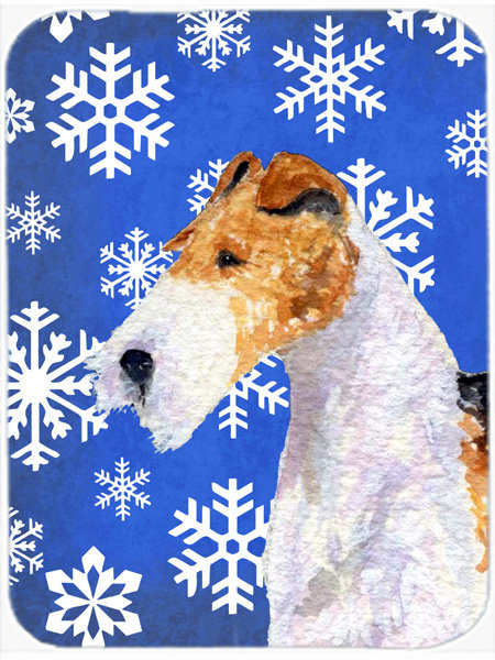 Planche à découper en verre terrier fox de l’allée de vacances Ashlynn, Bleu / Blanc