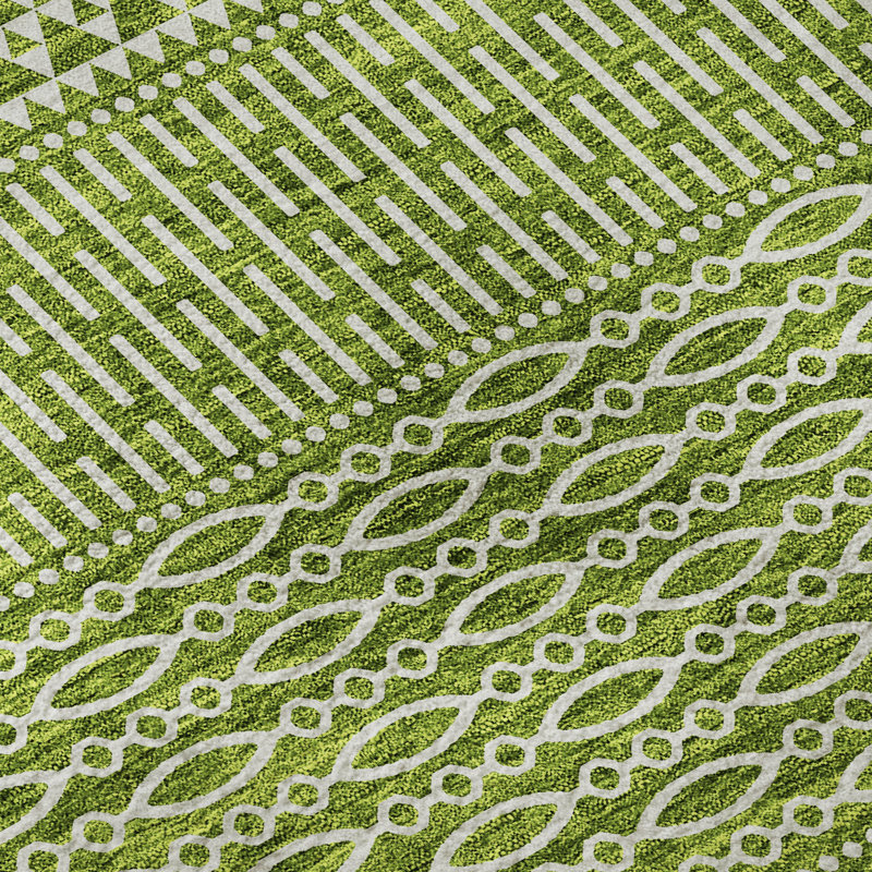 Premium Machine Washable Prisco Lime Rug, Rectangle 1'8" x 2'6"
