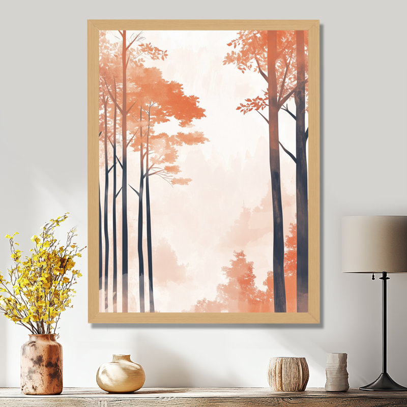 Forêt orange et noire en automne, décoration automnale douce - Tableau encadré, H 32 po x l 24 po, Cadre naturel
