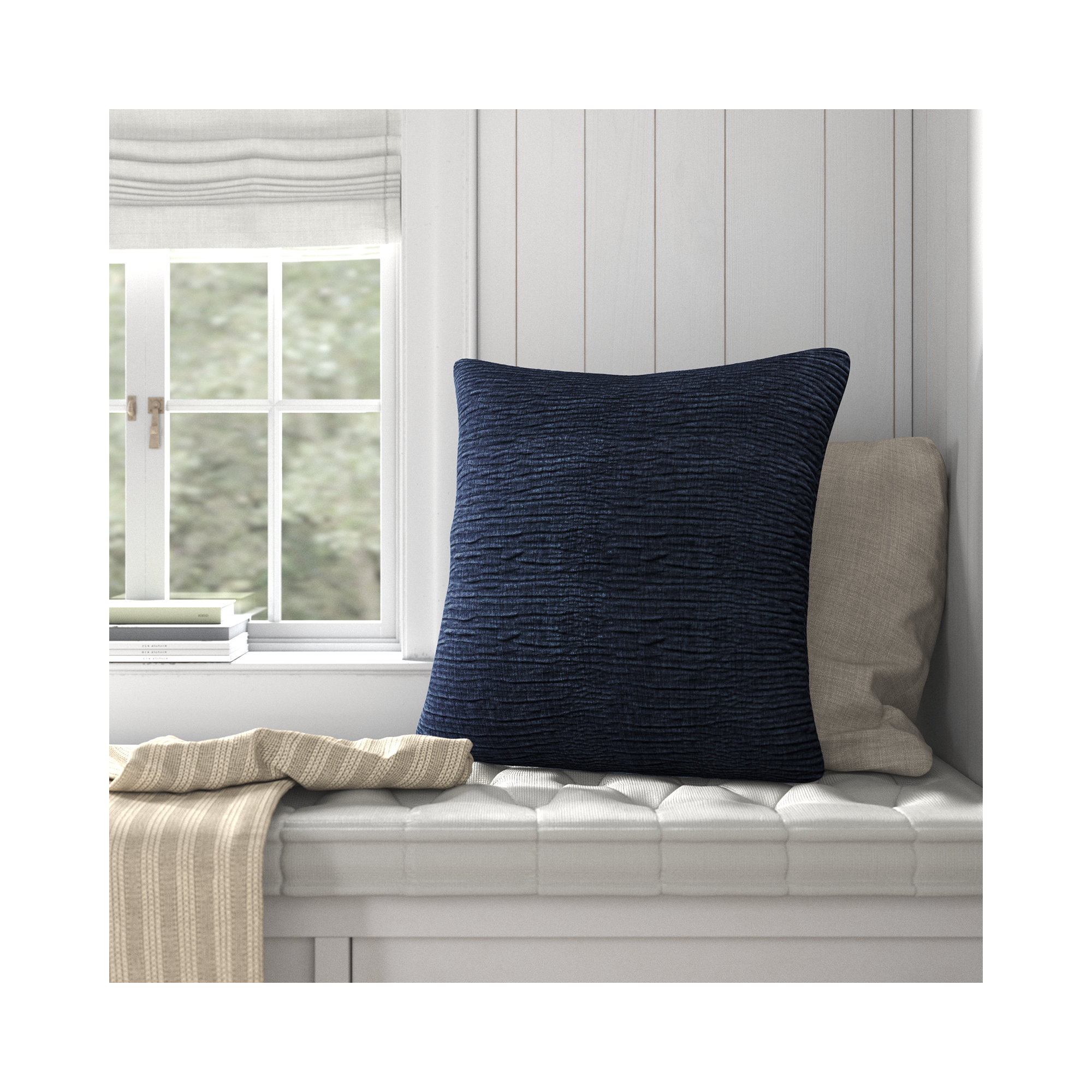 Edan Throw Pillow, Navy, 22"H x 22"W, Pillow Cover Only - No Insert