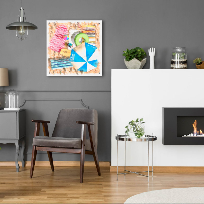 Art mural en verre acrylique 24 po x 24 po «Bird's Eye Beach 2» par Alonzo Saunders, H 24 po x l 24 po