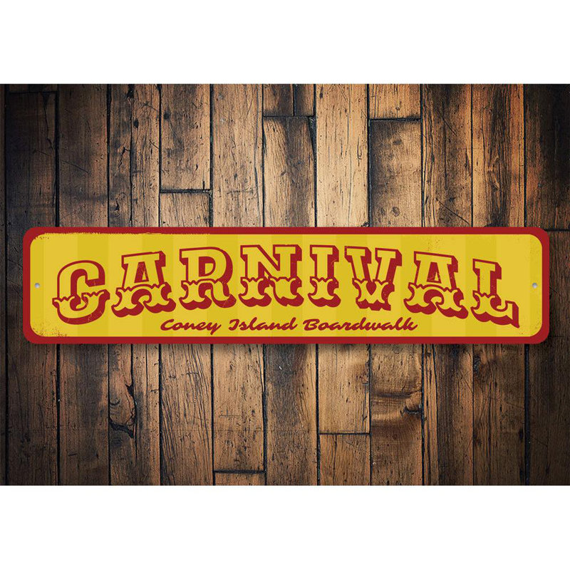 Enseigne de carnaval en aluminium, H 6 po x l 24 po x P 0,06 po