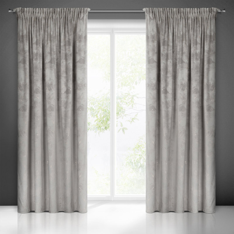 Theophilos Blackout Curtains Single Panel, Silver