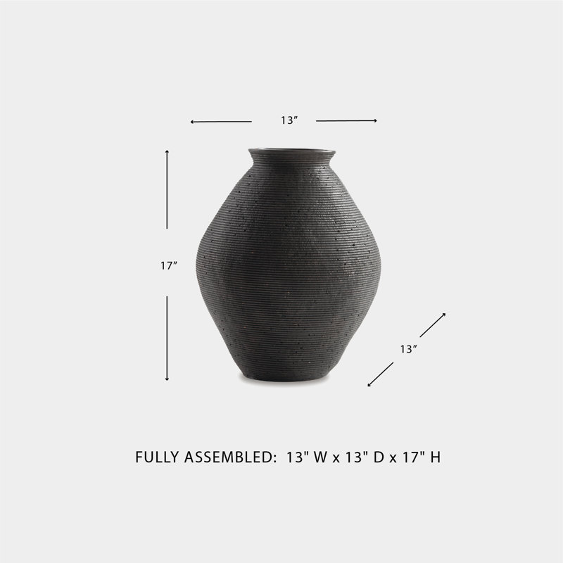 Polyresin Table Vase, Black, 17" H x 13" W x 13" D
