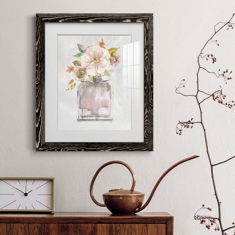 Mini Bouquet I - Peinture encadrée, Toile avec cadre noir, H 20 po x l 17 po x P 1,5 po
