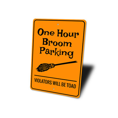 Broom Parking Halloween Aluminum Sign