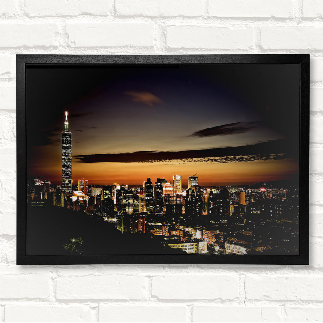 Skyline von Taipeh Gerahmter Druck