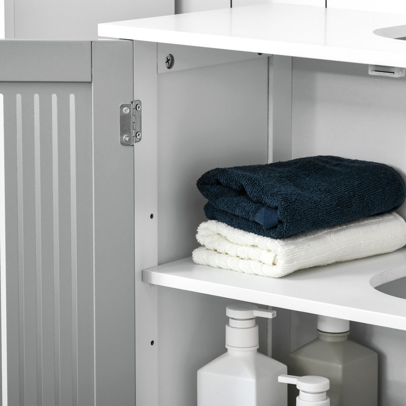 Armoire de rangement pour salle de bain sous le lavabo en gris / blanc