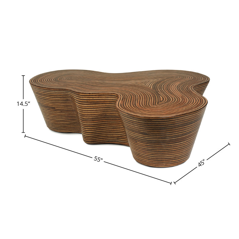 Showtime Modern Abstract Rattan Inlaid Coffee Table