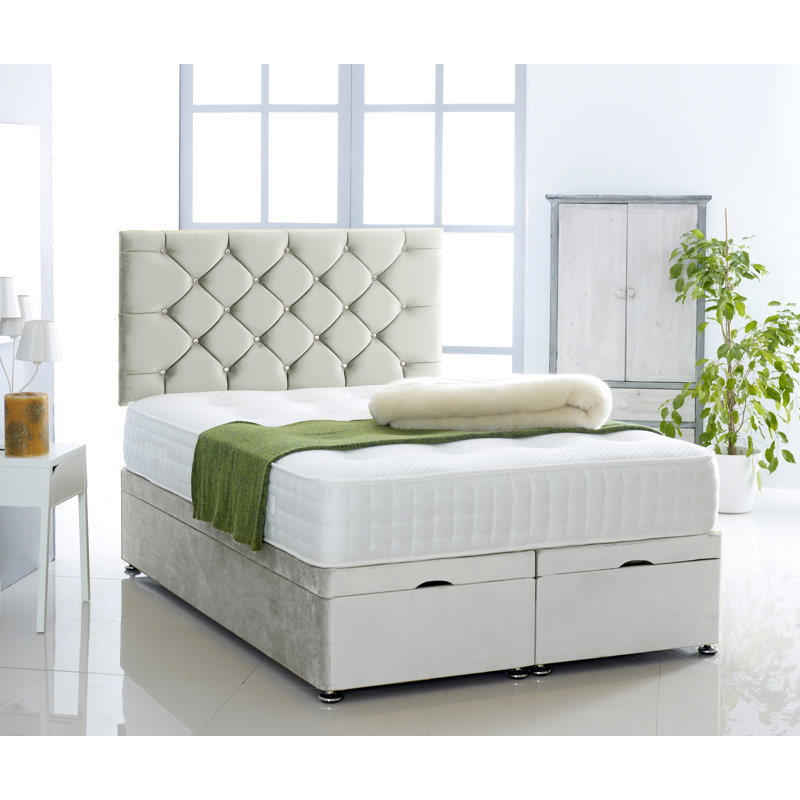 Gillian Upholstered Ottoman Storage Bed, Silver, Super King (6')
